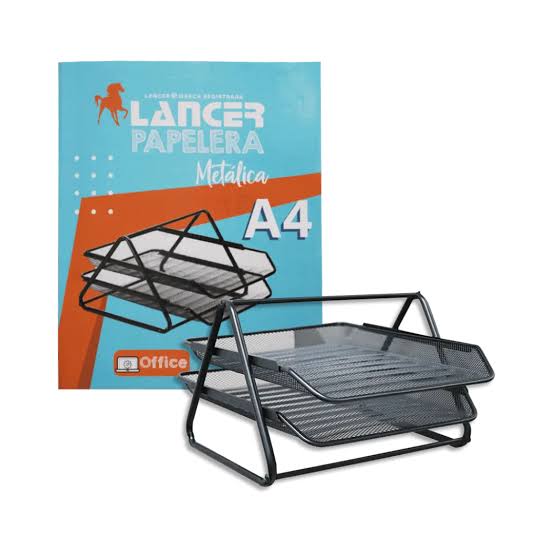Papelera Lancer Metálica  A4 de dos Pisos